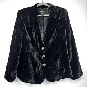 Lane Bryant Crushed Velvet Babydoll Notch Collar Whimsigoth Black Blazer 20 | 2X